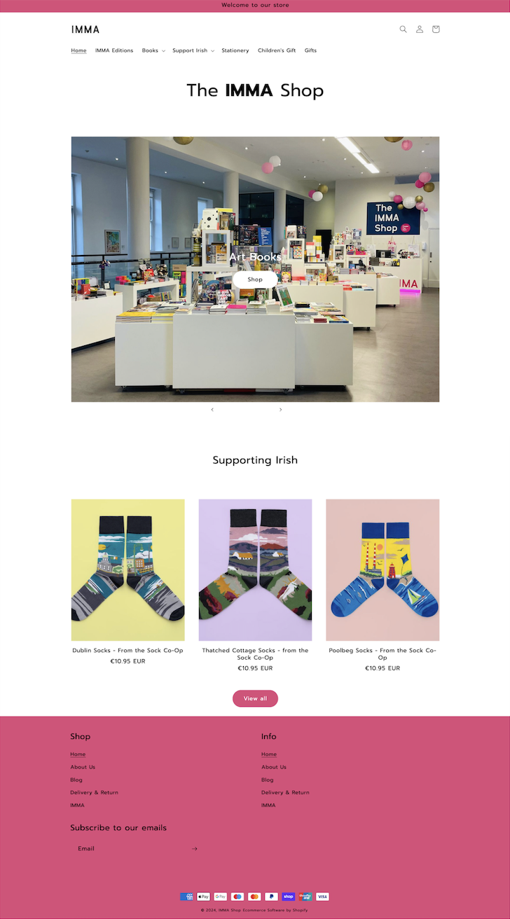 IMMA Shopify storefront before component updates